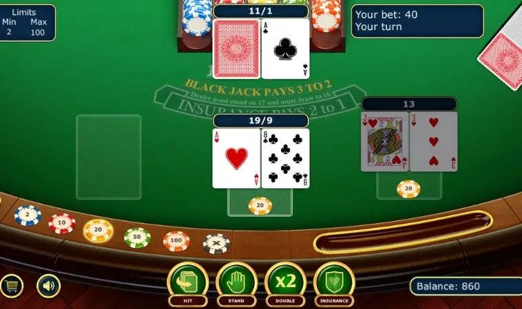 Các tùy chọn cược Blackjack tại K9CC