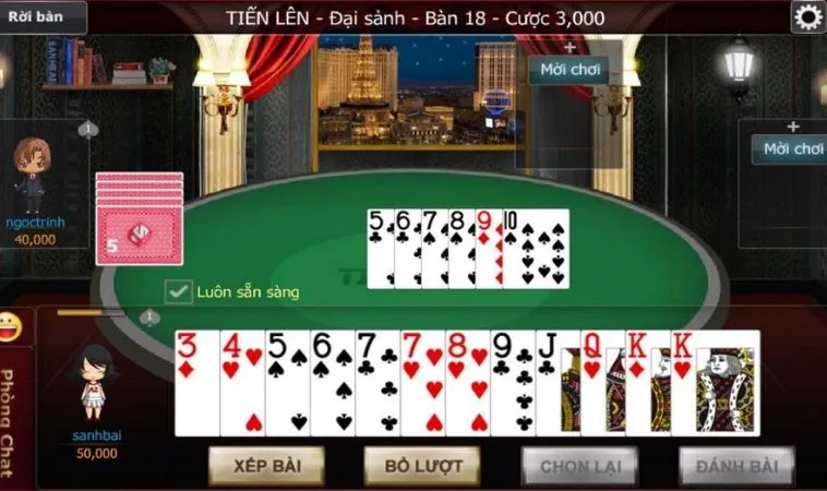 Giao diện chơi Tiến Lên Miền Nam Tại Nhà Cái K9CC